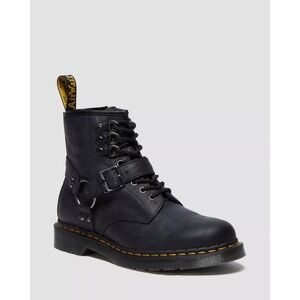 Dr Martens 1460 Antique Pull Up Boots Black Harness D Ring Leather 9 Womens NIB